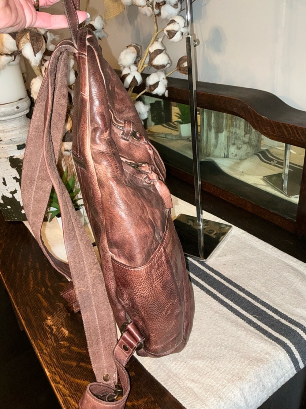 Bed Stu Leather Tommie Backpack Teak Rustic MSRP $345 - Picture 5 of 11